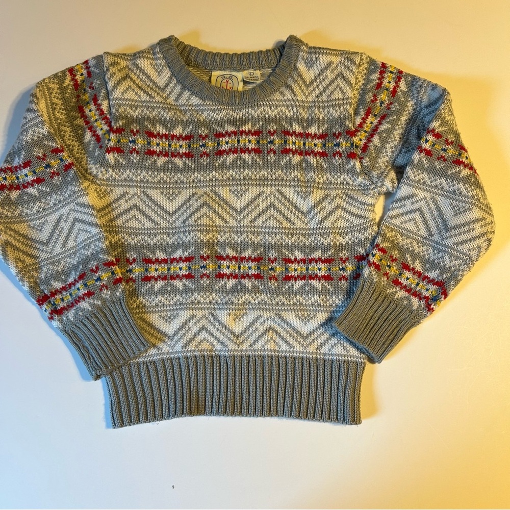 Vintage 90s JG Hook‎ Boys Large Sweater Acrylic Knit Toddler Geometric